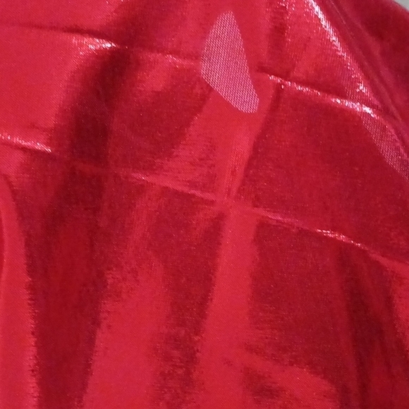 Nwot Y2kMettalic Red Mock Neck Ruched Dress. SIZE L. - Picture 11 of 13